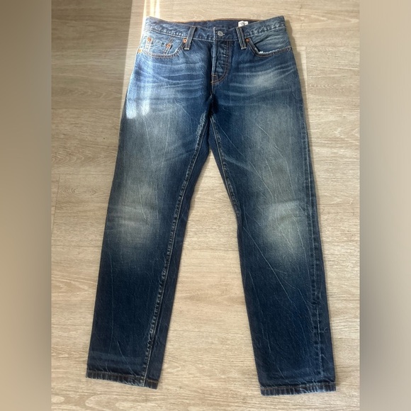 LEVI 501 SELVIDGE WHITE OAK REDLINE DENIM JEANS 24x32 - Picture 2 of 12